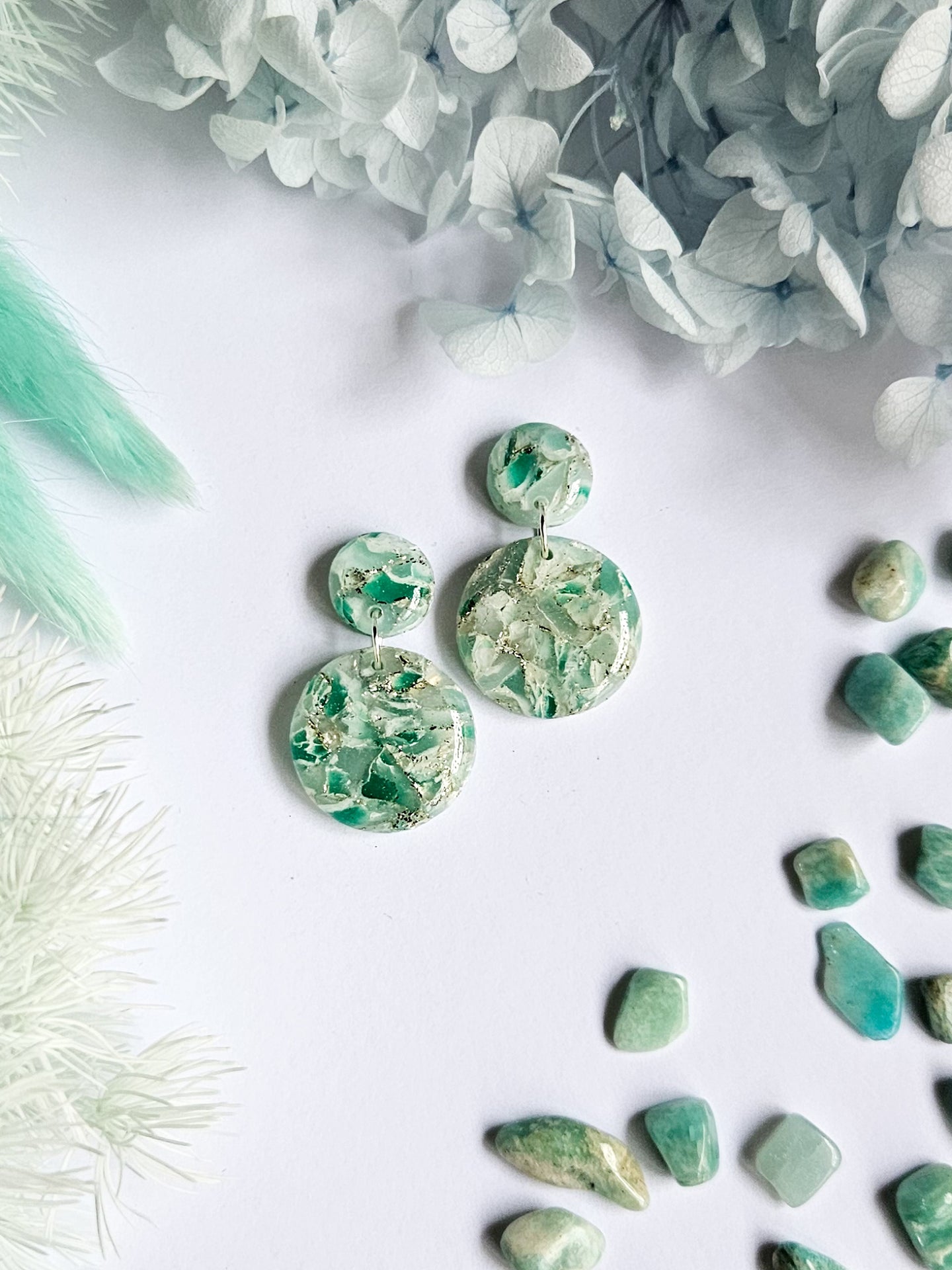 Jade Green & Silver Marble