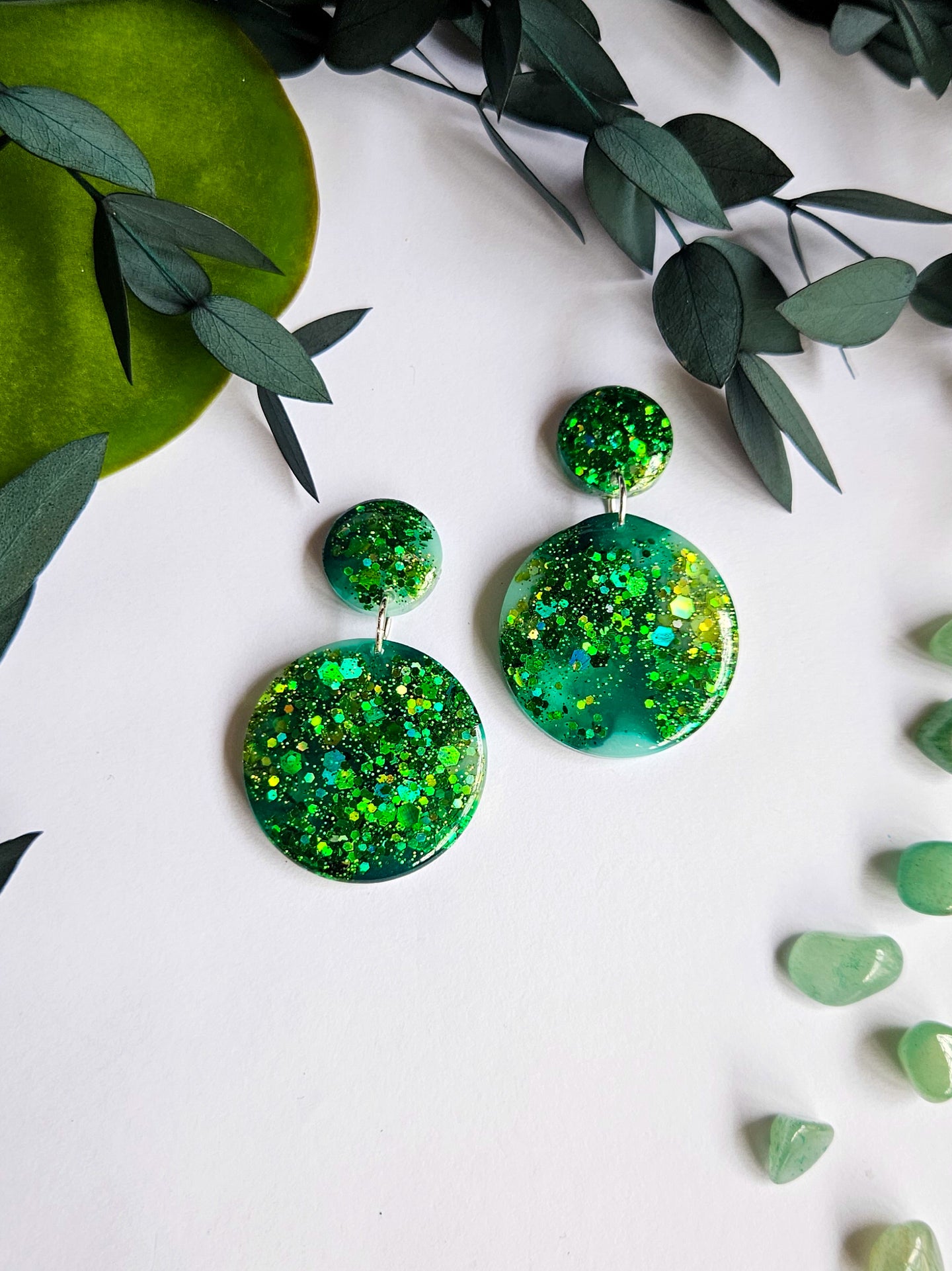 Mid Green Glitter Marble